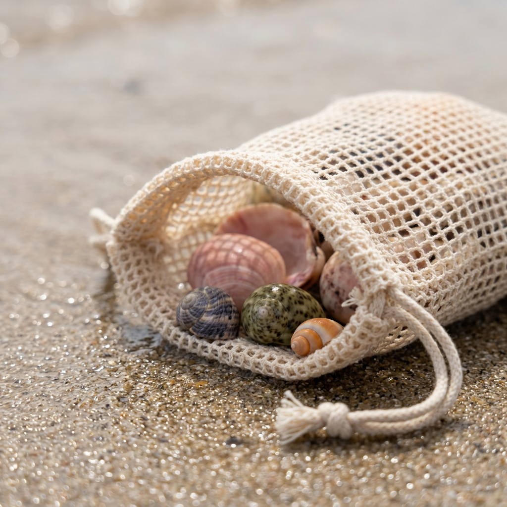 Shell Collecting Mesh Bag - Detail