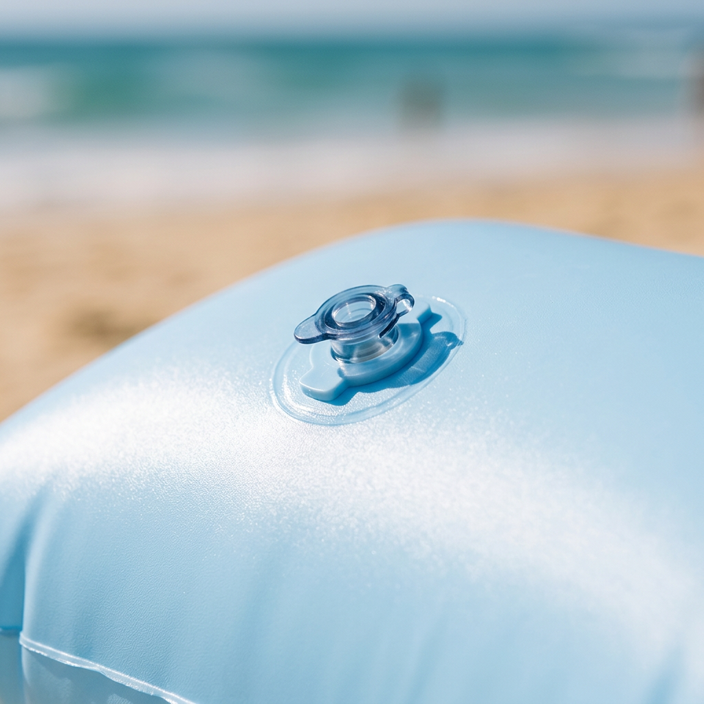Inflatable Beach Pillow - Light Blue Detail